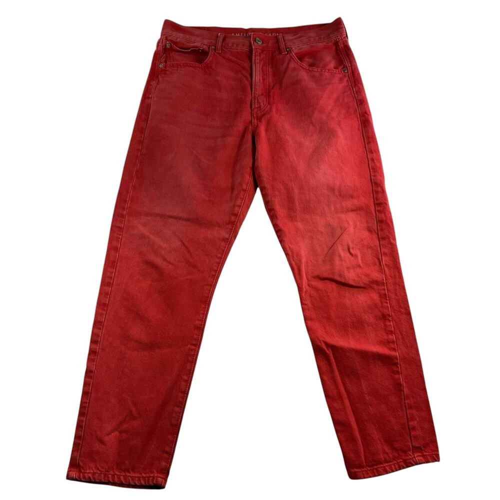 American Eagle Sz 8 Short Petite Hi-Rise Girlfriend‎ Jeans Red #50693 Ankle Crop